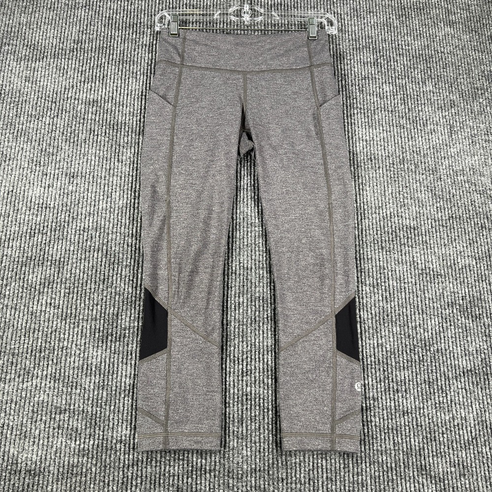 Lululemon Pace Rival Crop Leggings Womens 4 Heather Black Training Gym Workout